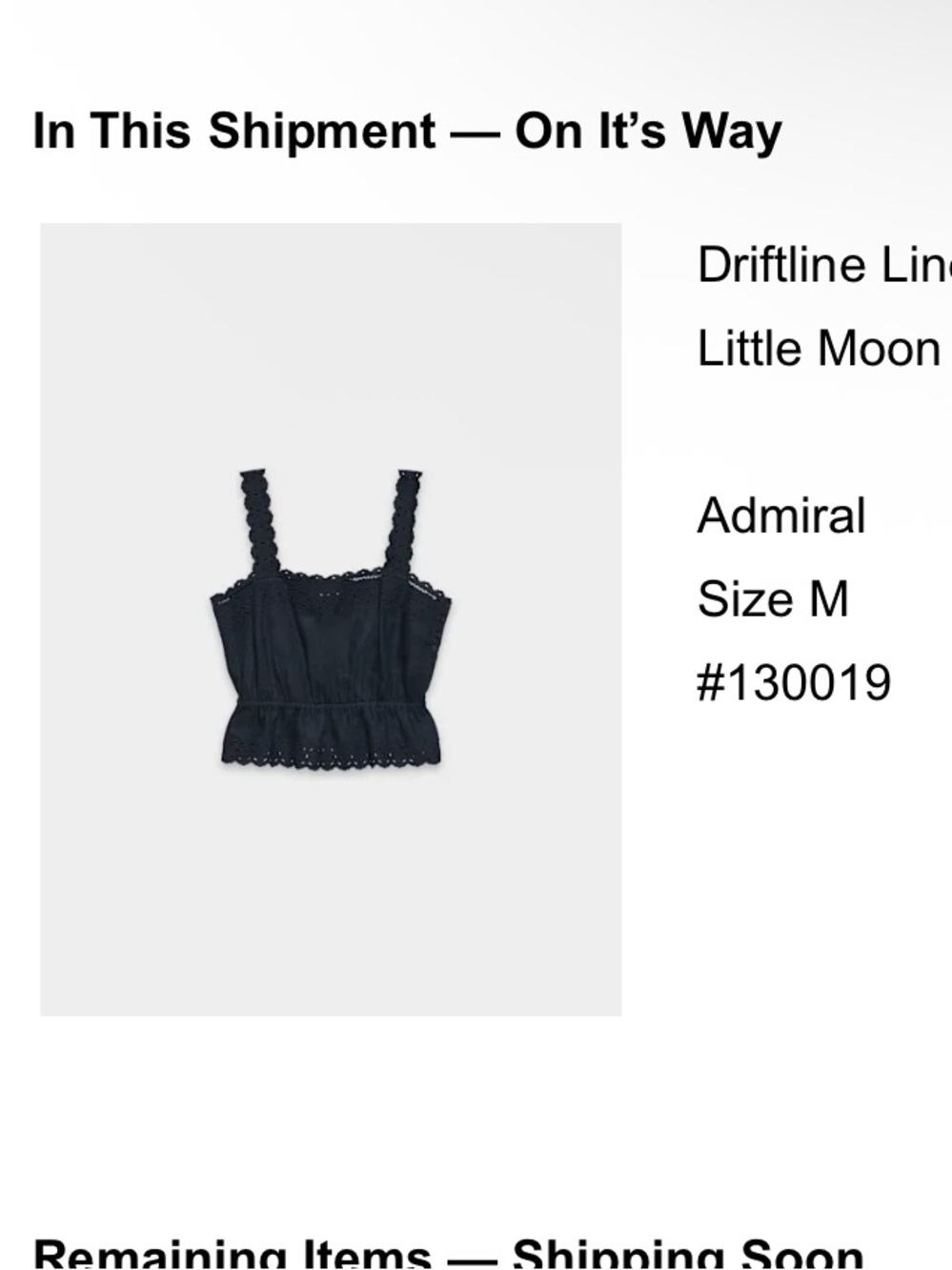 Little Moon Driftline Linen Cami — Admiral Navy